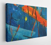 Blue orange and black abstract painting - Modern Art Canvas - Horizontal - 1550562 - 80*60 Horizontal