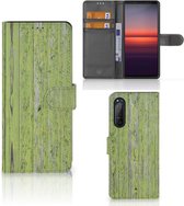 Wallet Book Case Sony Xperia 5II Telefoon Hoesje Green Wood