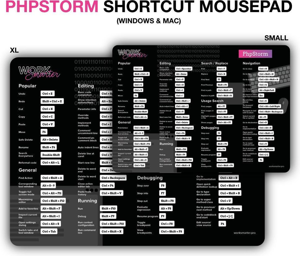 Jetbrains PHPStorm Shortcut Mousepad - XL - Mac