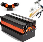 Handy - Gereedschapskoffer Leeg / Gereedschapskist Metaal - Zwart/Oranje - 430 x 210 x 200 mm - Cadeau Mannen