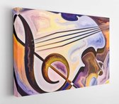 Paint Flow series. Artistic background made of musical symbols, colors, organic textures, flowing curves on subject of art, design and music - Modern Art Canvas - Horizontal - 1289
