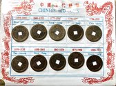 Verzamelset van 10 oude Chinese munten met Jaartal en Naam