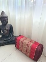 Yoga blok - Traditionele Thaise Kapok Yoga Ondersteuning Blok Kussen - Meditatie Kussen rechthoek - 35x15x10cm - Burgundy rood