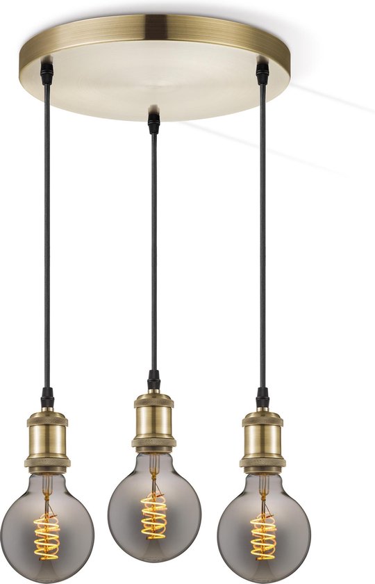 Home Sweet Home luminaire suspendu bronze vintage Ronden - Lampe suspendue incluant une source de lumière LED filament G125 - dimable - longueur de suspension 110 cm - avec source de lumière LED E27 incluse - fumée