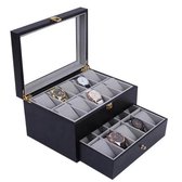 Fliex - Horlogedoos - 20 vakken - zwart goud - luxe
