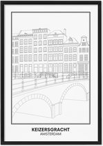 SKAVIK Keizersgracht - Amsterdam Poster met houten lijst (zwart) 30 x 40 cm