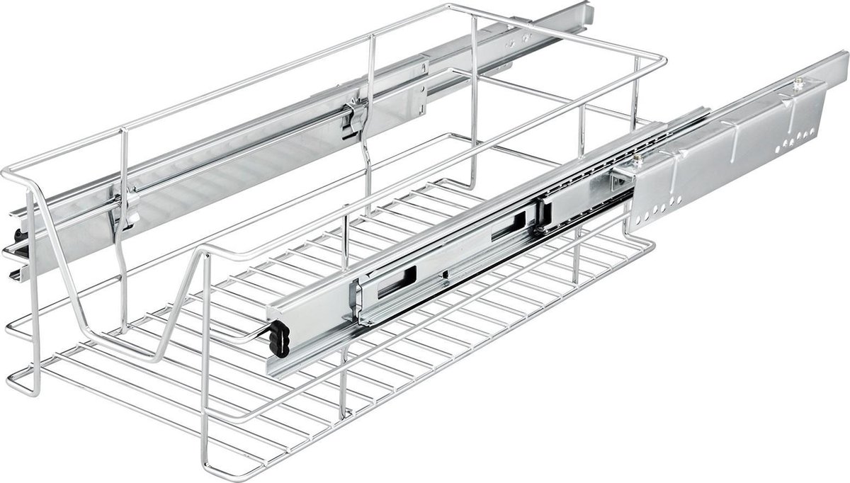 CASARIA® Telescopische Lade 50cm Verchroomd Tot 25kg Belastbaar Uitschuifbare Mand Schuiflade Met Toebehoor Huishoudelijk Keuken Garderobe Keukenlade 2641009339