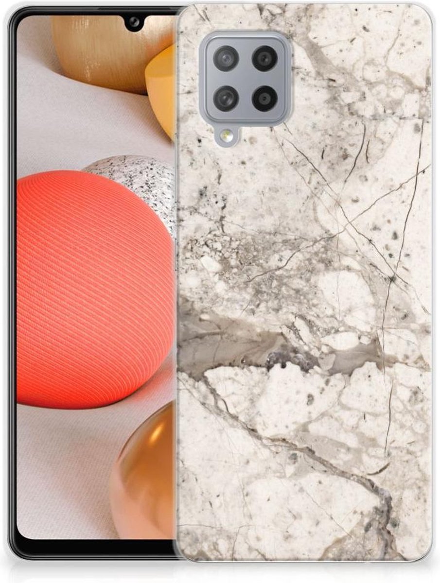 Samsung Galaxy A42 TPU Siliconen Hoesje Marmer Beige