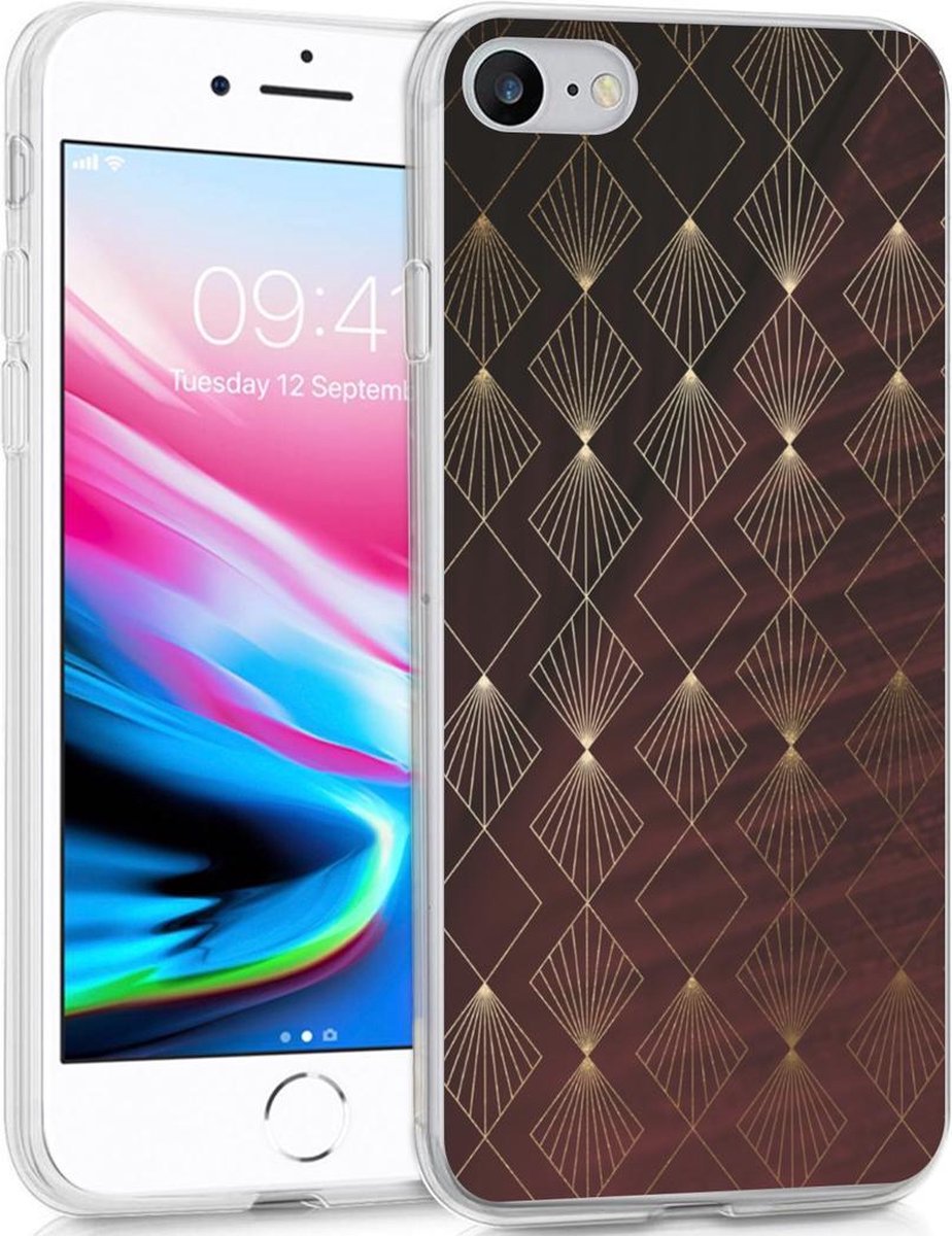 iMoshion Design voor de iPhone SE (2022 / 2020) / 8 / 7 / 6s hoesje - Patroon - Rood / Goud