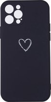 Shop4 iPhone 12 Pro Max - Coque arrière Matte Heart Zwart