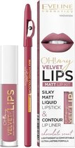 Eveline - Oh My Lips Liquid Matt Lipstick&Contour Lip Liner Matte And Contour 4.5Ml+1Pc. 13 Brownie Biscotti