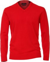 Casa Moda heren trui katoen V-hals - rood - Maat: 3XL