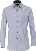 CASA MODA comfort fit overhemd - blauw met wit gestreept structuur (contrast) - Strijkvrij - Boordmaat: 43