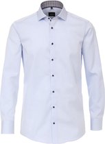 VENTI modern fit overhemd - lichtblauw twill (contrast) - Strijkvrij - Boordmaat: 41