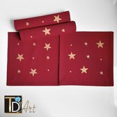 Kerst servetten, rood met gouden sterren, set van 4,  30×30 cm