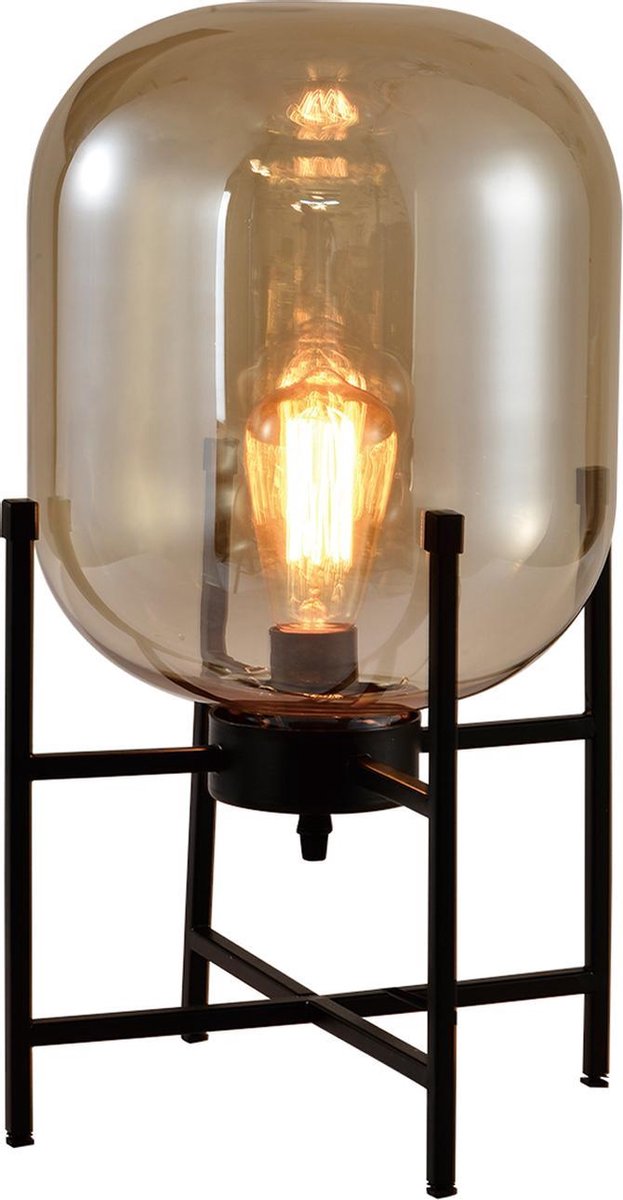 QUVIO Tafellamp modern / Nachtlampje / Bedlamp / Bureaulamp / Lamp tafel / Verlichting / Leeslamp / Sfeerlamp / Slaapkamer lamp / Slaapkamer verlichting / Keukenverlichting / Keukenlamp / Eettafellamp - Glazen stolp in metalen frame - Diameter 28 cm