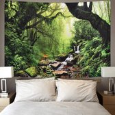 Ulticool - Regenwoud Natuur Eco Planten Waterval  - Wandkleed - 200x150 cm - Groot wandtapijt - Poster