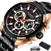 Horloges voor Mannen Heren Horloge Curren Herenhorloge Watch - Jongens Horloges - Incl. Horlogebox Geschenkdoos & Versteller - Zwart Rosé - Litts®