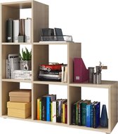 Maison’s Boekenkast – Boekenrek – Boekenkast trapvormig – Vakkenkast – Licht hout– 3x3 – 105x 103x32