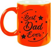 Best Dad Ever cadeau koffiemok / theebeker neon oranje 330 ml