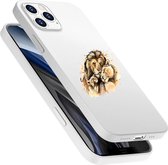 Apple Iphone 12 Pro Max Wit siliconen hoesje Leeuwen familie * LET OP JUISTE MODEL *