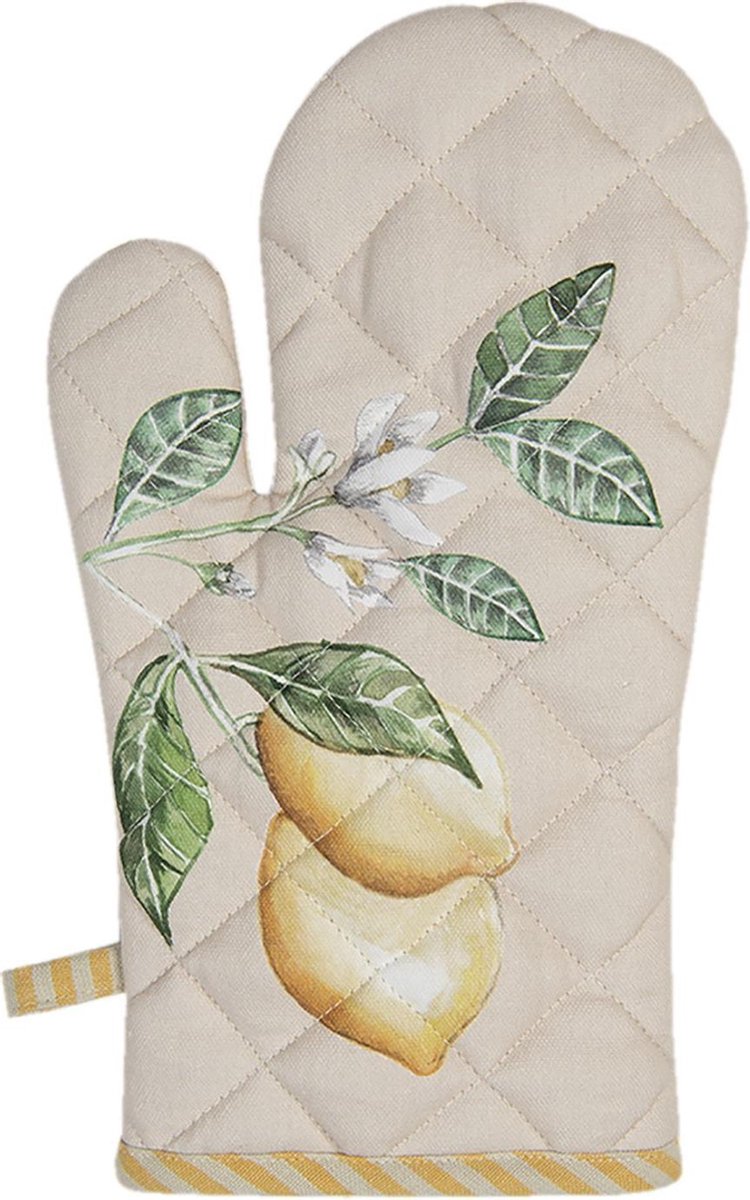 Clayre & Eef Ovenwant 18x30 cm Beige Geel Katoen Citroen
