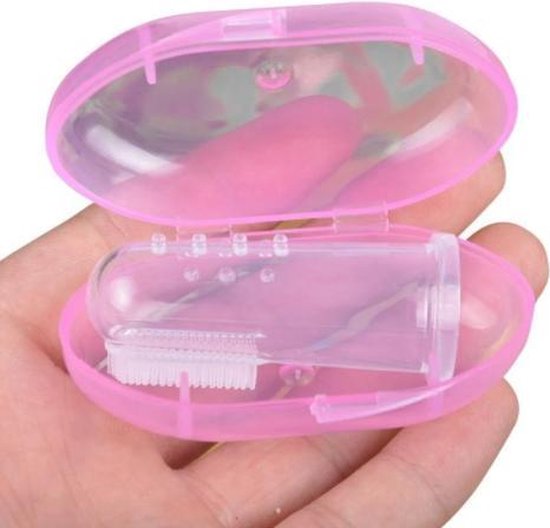 1 Stuk - Vingertandenborstel met doosje - Tandenborstel voor baby's en peuters - Handtandenborstel