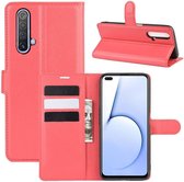 Realme X50 Portemonnee Hoesje Litchi Rood