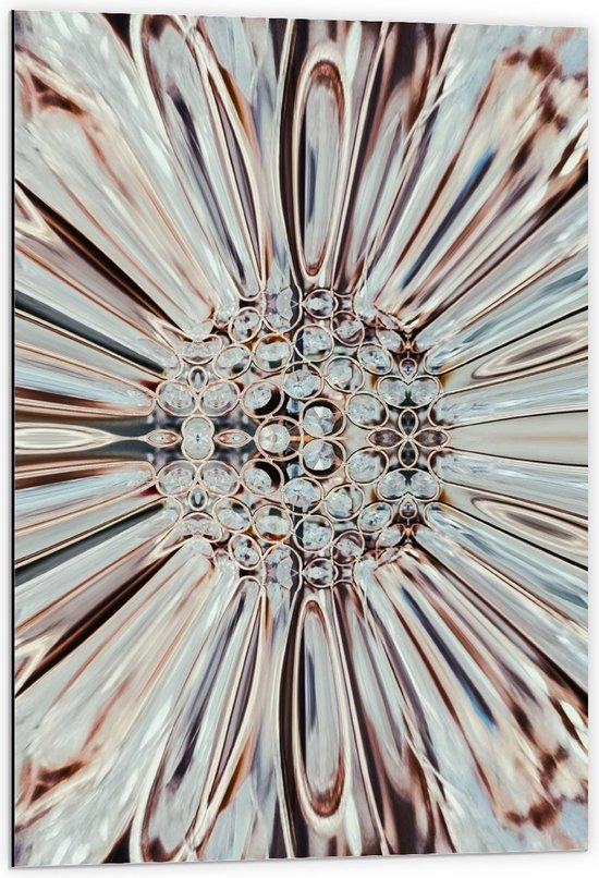 Dibond - Witte Kristalbloem - 60x90cm Foto op Aluminium (Met Ophangsysteem)