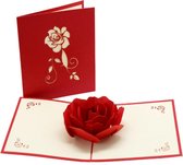 Valentijnskaart Glitter 3D Kaart - Roos kaart - 3D kaart - Pop up kaart