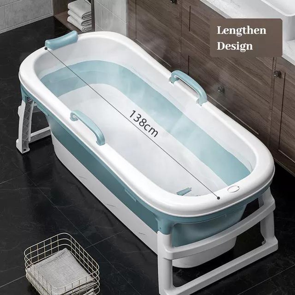 Opvouwbare Ligbad Voor Volwassenen - Blauw - Hard Plastic - Opvouwbaar Bad - 138cm - 200L