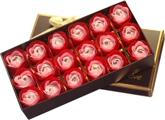 Savon Roses en Boîte Cadeau – Rouge Ombre – 18 Pièces – Cadeau pour la Saint -Valentin,... | bol.com