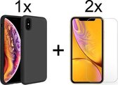 IPhone x Siliconen Hoesje Zwart - IPhone x Hoes Cover - IPhone x Screenprotectors 2x