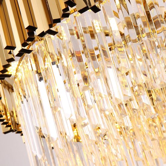 Moderne Kristallen Kroonluchter, LED 3-Kleuren Verandering Goud Hanglamp Inrichting, Ronde Kristal Hangende Lamp voor Slaapkamer, Gang, Balkon, Veranda, Keukeneiland, D40cm
