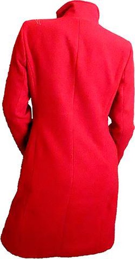 Rode jas, opstaande kraag, wooloptic én winddicht! Smaller bij de borst. |  bol.com