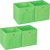 relaxdays 4 x boîte de rangement - tissu - pliable - jouets - panier de rangement - rangement - vert
