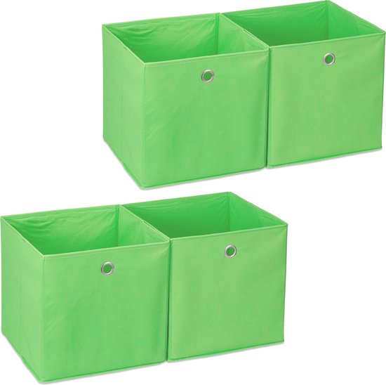 relaxdays 4 x boîte de rangement - tissu - pliable - jouets - panier de rangement - rangement - vert