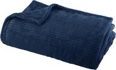 Plaid Donkerblauw Flanel Gestreept 125x150