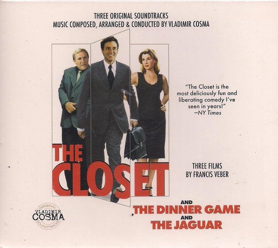 CD-hoes met drie soundtracks van Vladimir Cosma, toont castleden van The Closet en een citaat van de NY Times.