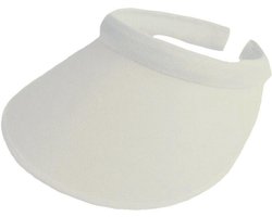 Klem zonneklep zonnepet met brede rand kleur wit maat one size
