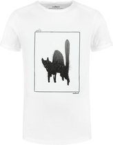 Collect The Label - Zwarte Kat T-shirt - Wit - Unisex - M