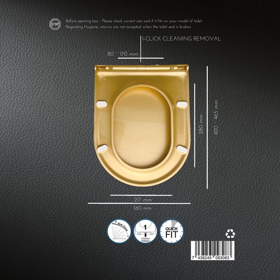 LOORMEI Soft Close Toiletbril D-vorm – Antibacteriële PP
