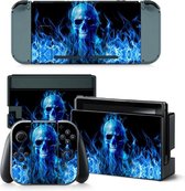 Blue Skull| Skin geschikt voor Nintendo Switch Console | Switch console en controller stickers