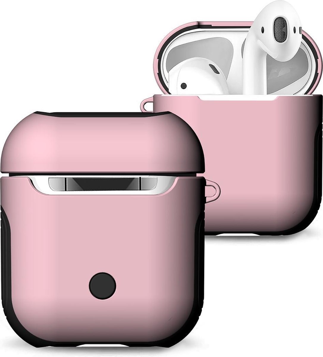 AirPods hoesje van By Qubix - AirPods 1/2 hoesje soft grip - hard case - roze - Schokbestendig