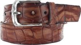 JOB86  - Vintage krokoprint jeansriem - Cognac - 110 cm