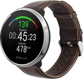 Leer Smartwatch bandje - Geschikt voor  Polar Unite leren bandje - donkerbruin - Horlogeband / Polsband / Armband
