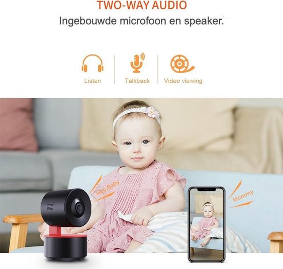 Wifi Camera Binnen, Moderne Beveiligingscamera, Volgt Bewegend Object, Pan & Tilt, samen met je telefoon te gebruiken als babyfoon, Cloud en SD Opslag Mogelijk. van Smart Life — afbeelding 2