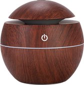 DHHM | Aroma diffuser | 130ml | Ultrasone humidifier | vernevelaar | bevochtiger | verdamper | Aroma therapie | Houtnerf donker | Incl. 2x 10ml geurolie