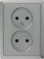 Schneider Electric Artec stopcontact dubbel Edelstaal-Look