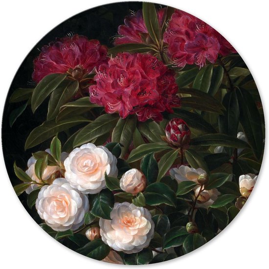 Graphic Message Print op Cirkel Bloemen - Rhododendrons - Jensen - Wandcirkel - Muurcirkel